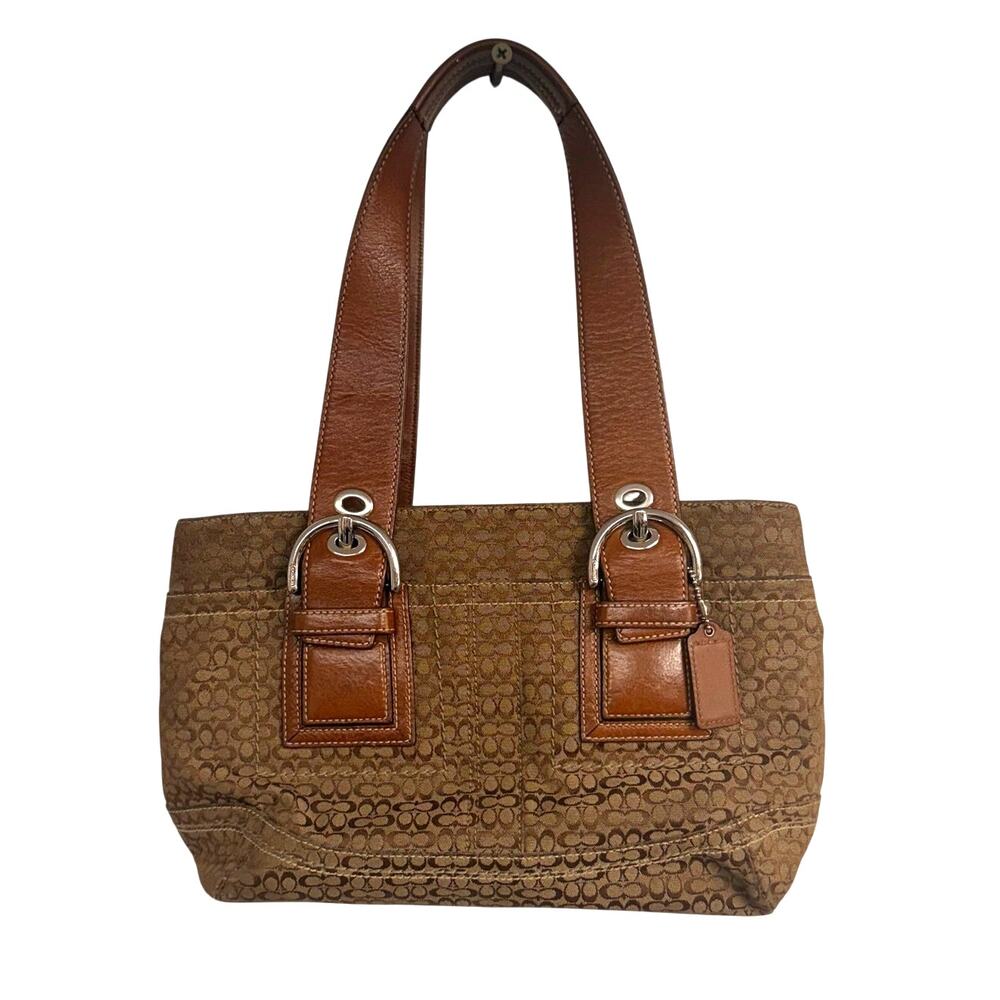 Y2K Coach Soho Mini Signature Tote F12310 90's Leather & Mongram 2000s Purse EUC